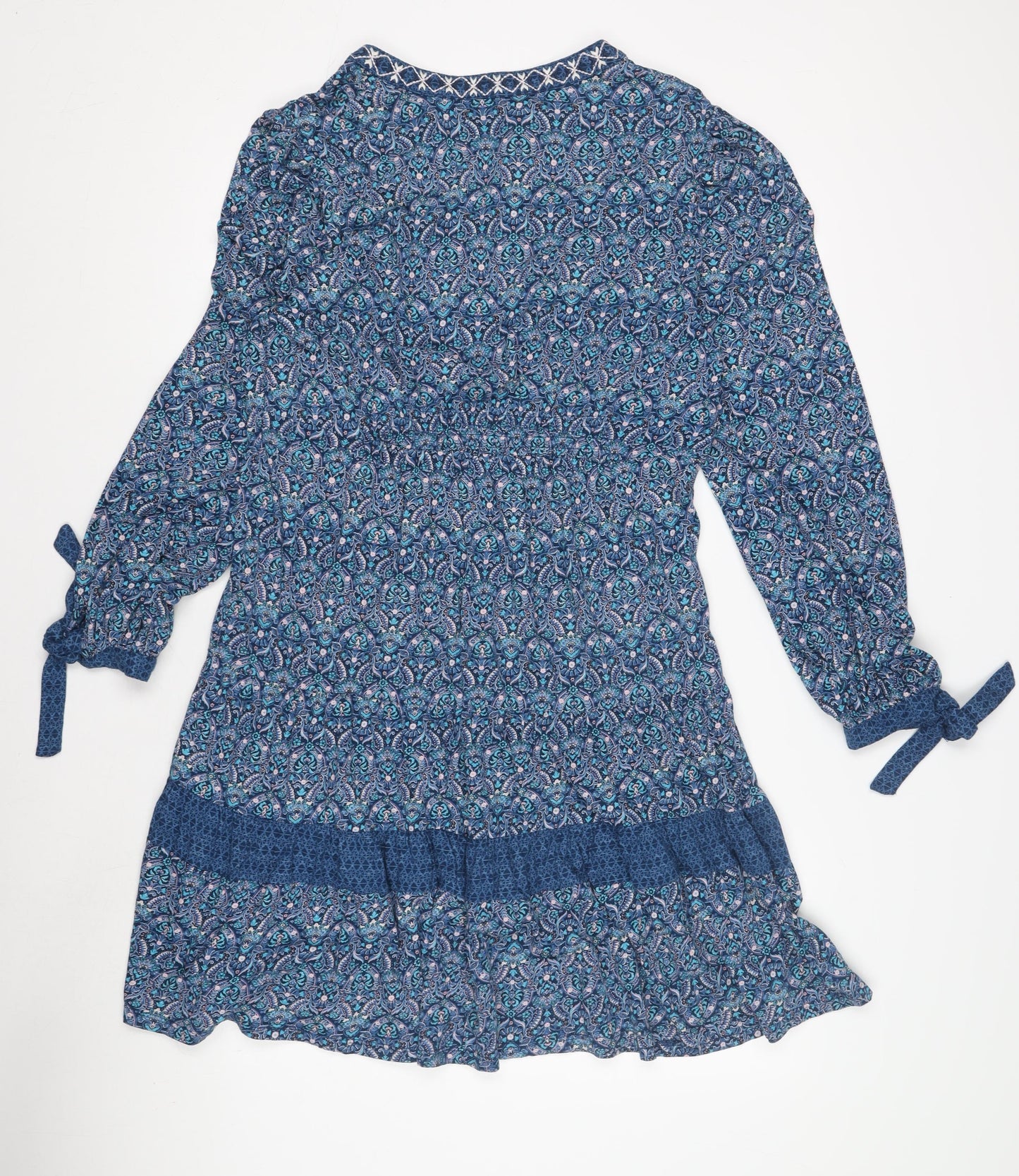 Monsoon Women's Blue Floral M Dress 3/4 Sleeves