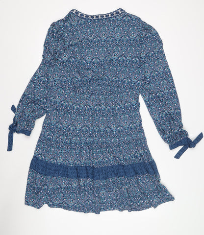 Monsoon Women's Blue Floral M Dress 3/4 Sleeves