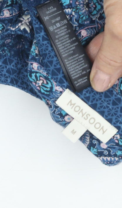 Monsoon Women's Blue Floral M Dress 3/4 Sleeves