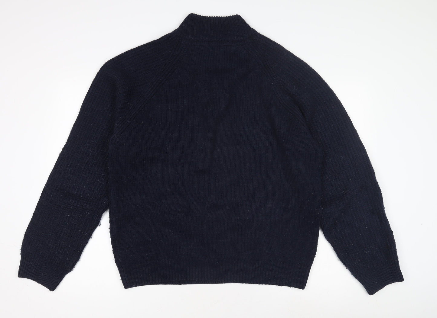 Trait Men's Blue Henley Jumper, Size Large