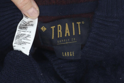 Trait Men's Blue Henley Jumper, Size Large