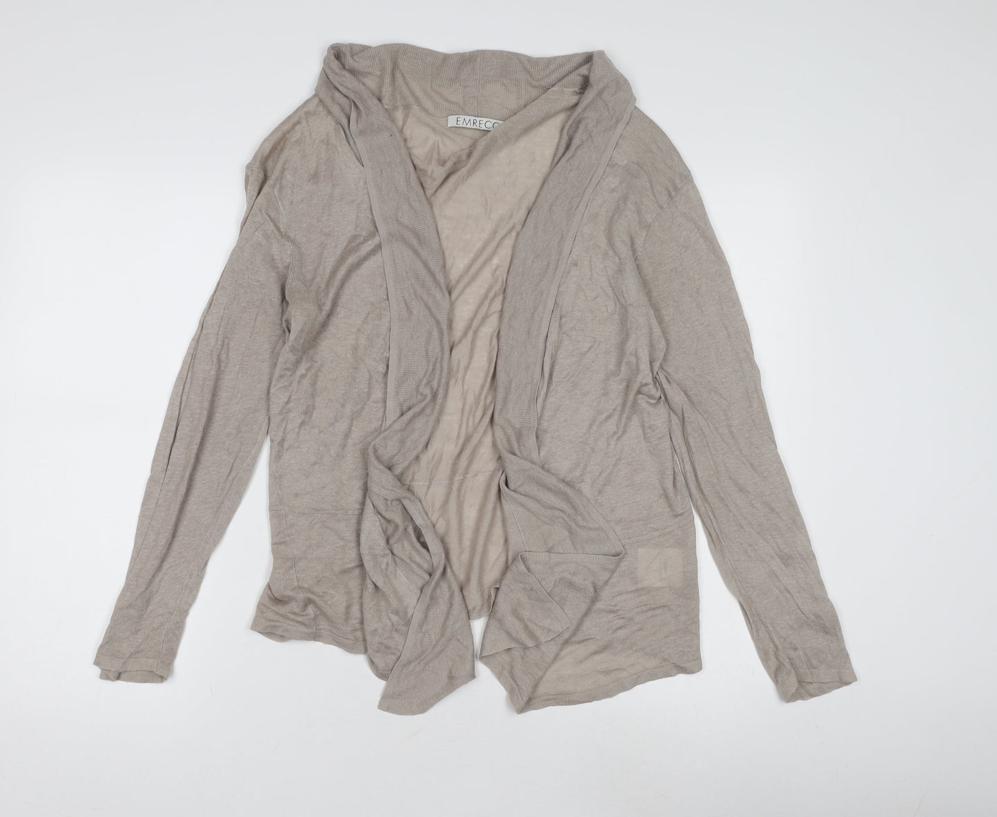 Womens UK Size 16 Emreco Beige Cardigan Jumper