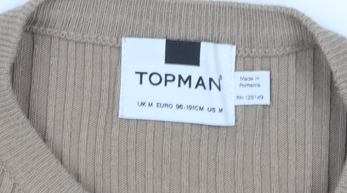 Topman Men's Beige Pullover Jumper, M, Crew Neck