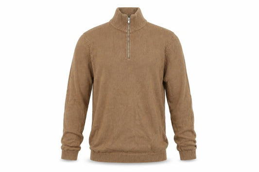 ASOS DESIGN Men's Brown High Neck 1/4 Zip Jumper Size S