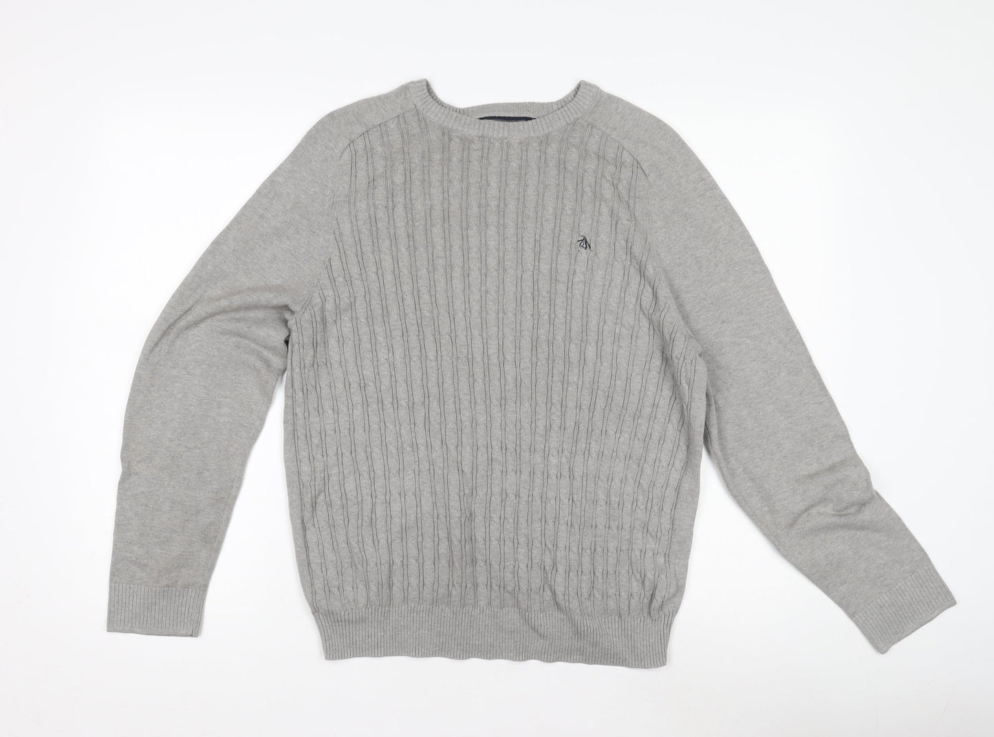 Original Penguin Men's Grey Wool Pullover Jumper