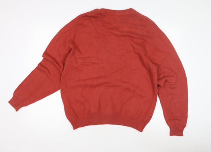 Cotton Men's Red Cotton Pullover Jumper, Large