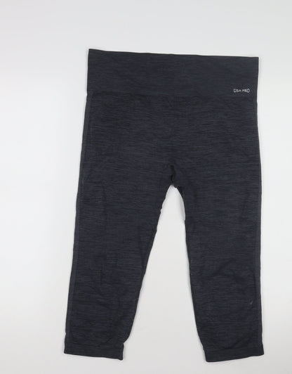 USA Pro Women's Black Cropped Gym Leggings L