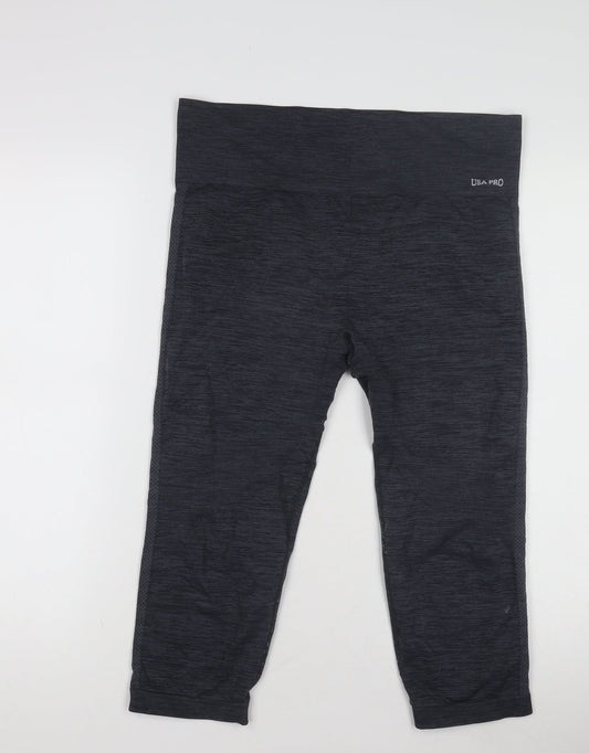 USA Pro Women's Black Cropped Gym Leggings L