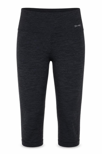 Womens UK Size L USA Pro Slim Fit Cropped Black Leggings