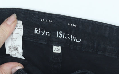 Mens UK Size 34 River Island Slim Fit Skinny Black Jeans