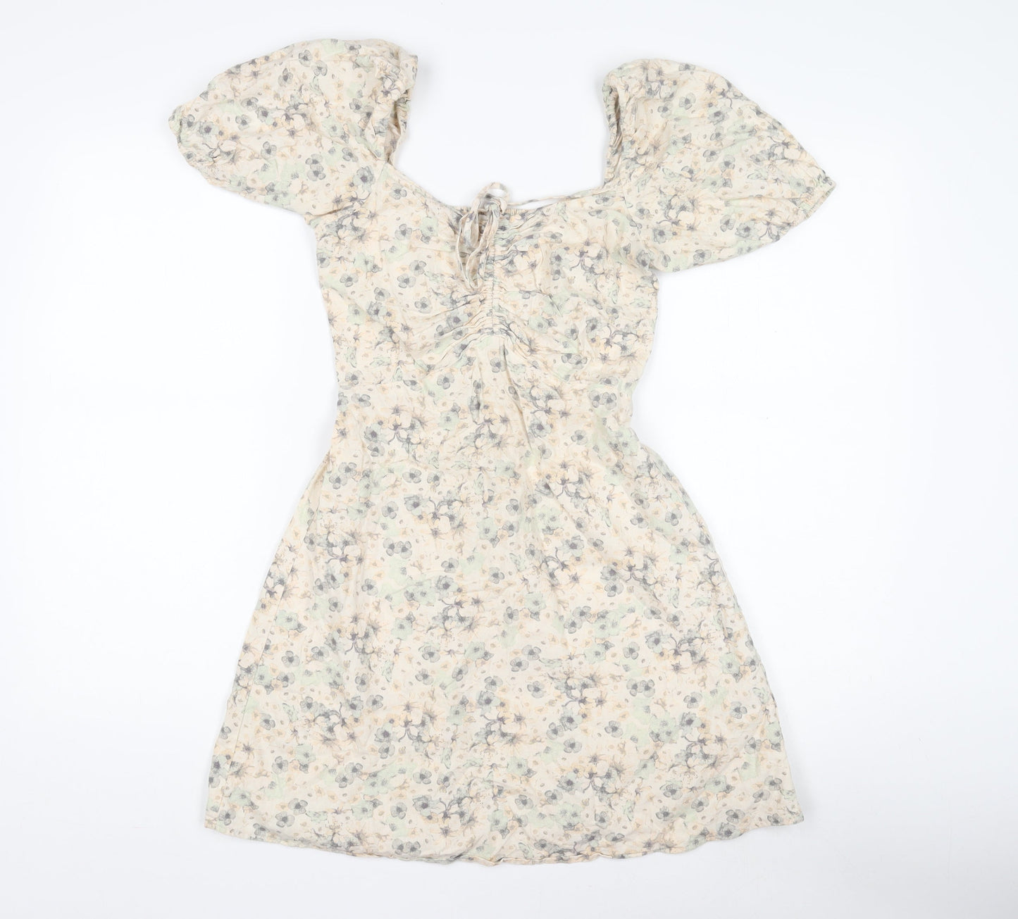 H&M Women's Multicoloured A-Line Dress XS Linen Blend