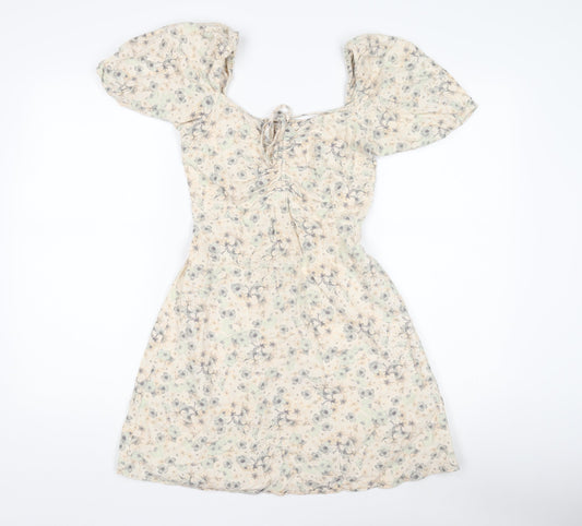 H&M Women's Multicoloured A-Line Dress XS Linen Blend