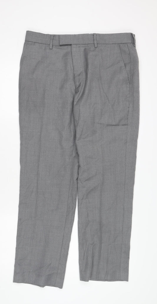 Farah Men's Grey Classic Dress Trousers, Size 34