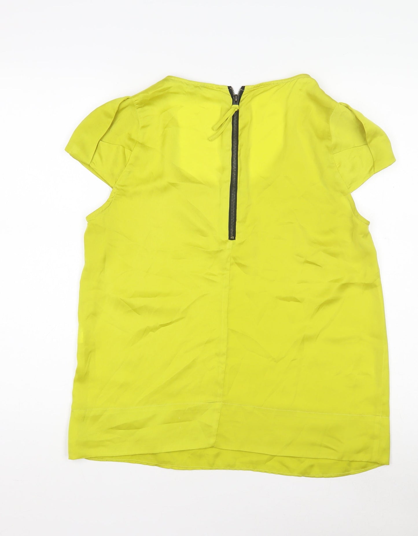 Womens UK Size 2 Zara Basic Yellow Basic Blouse
