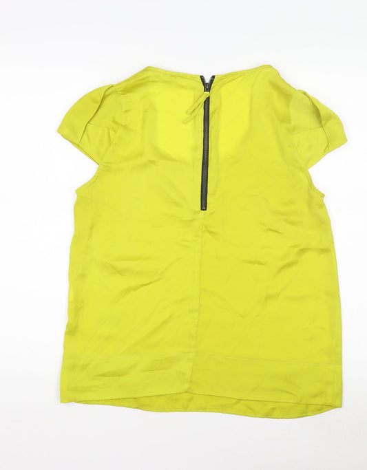 Womens UK Size 2 Zara Basic Yellow Basic Blouse
