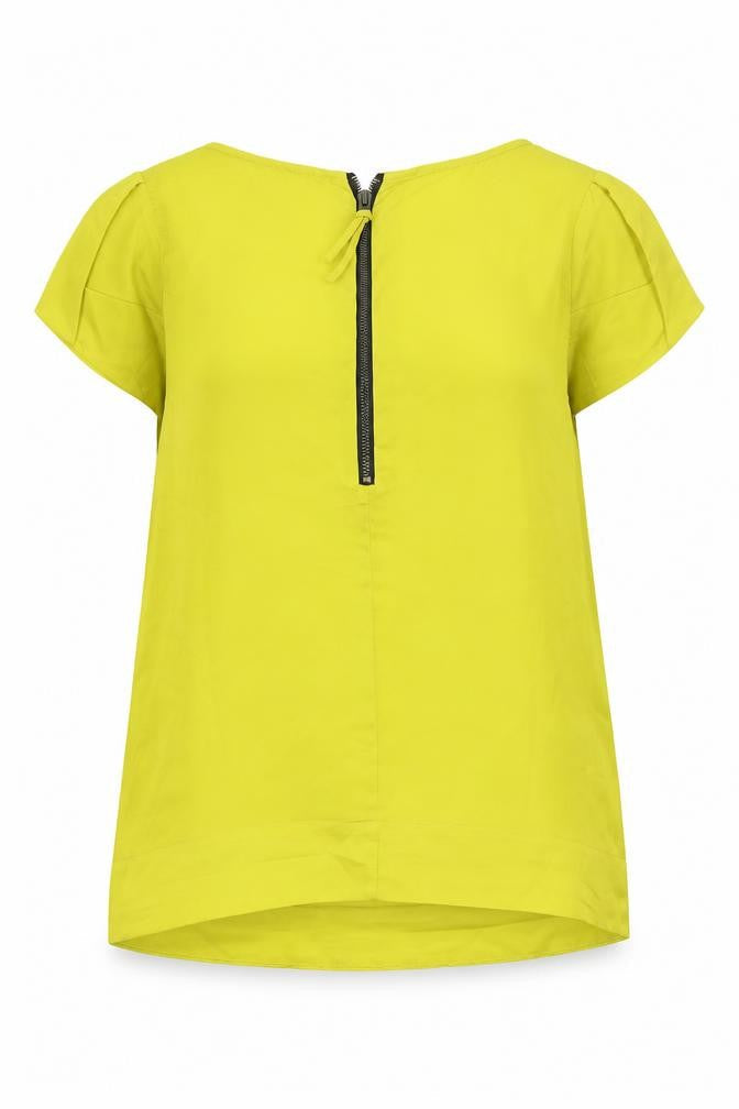 Womens UK Size 2 Zara Basic Yellow Basic Blouse