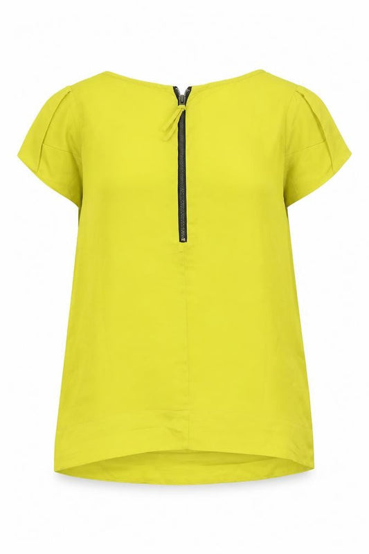 Womens UK Size 2 Zara Basic Yellow Basic Blouse