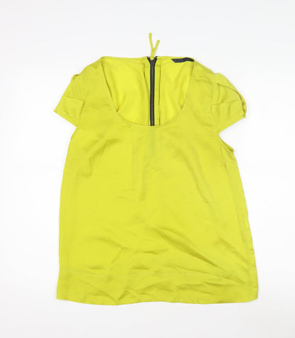Womens UK Size 2 Zara Basic Yellow Basic Blouse
