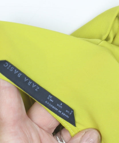 Womens UK Size 2 Zara Basic Yellow Basic Blouse