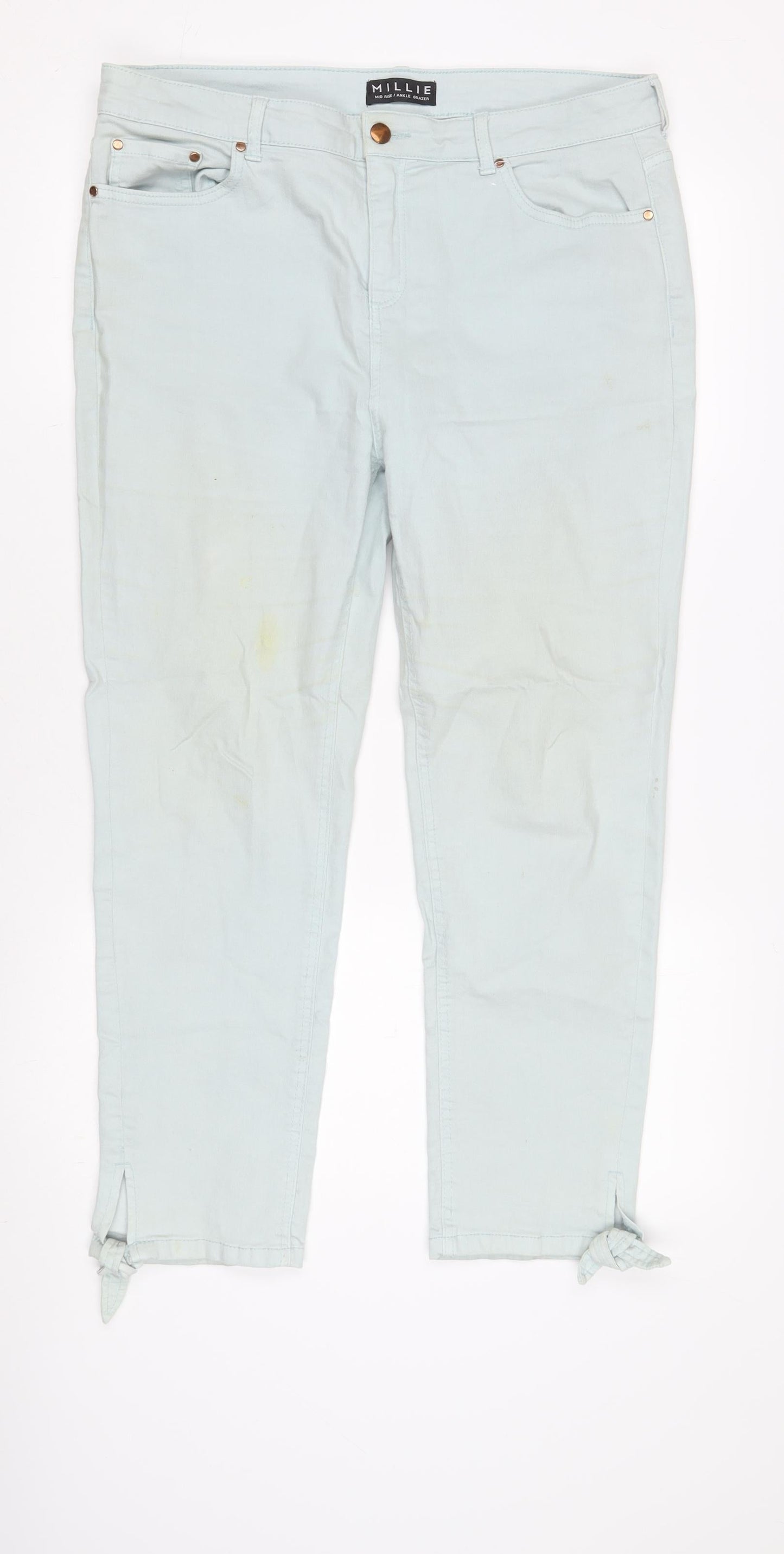 Millie Women's Blue Ankle Trousers Size 14