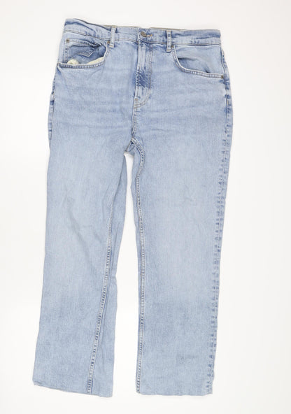 Zara Men's Blue Straight Jeans, Size 32, Light Wash