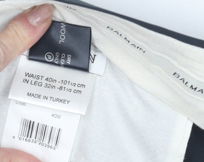 Balmain Men's Black Straight Suit Trousers 40W/32L