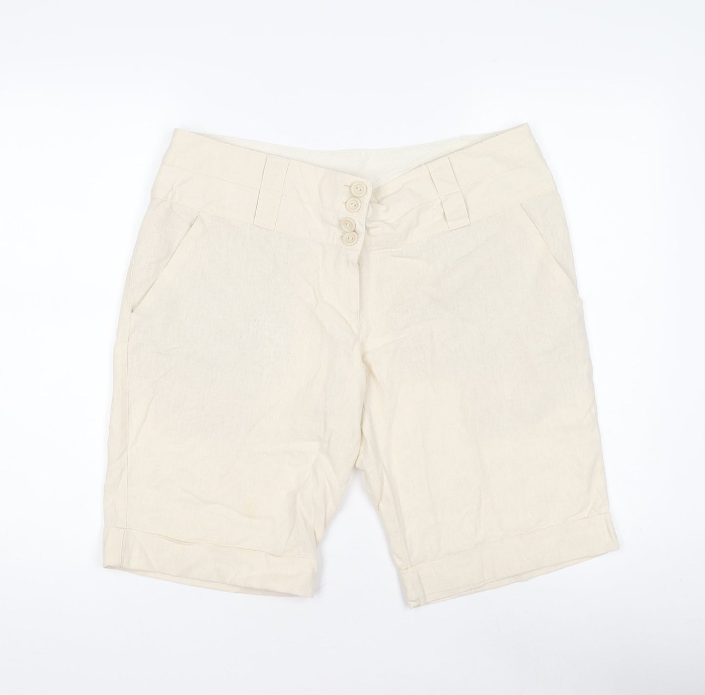 New Look Women's Ivory Chino Shorts - Size 14