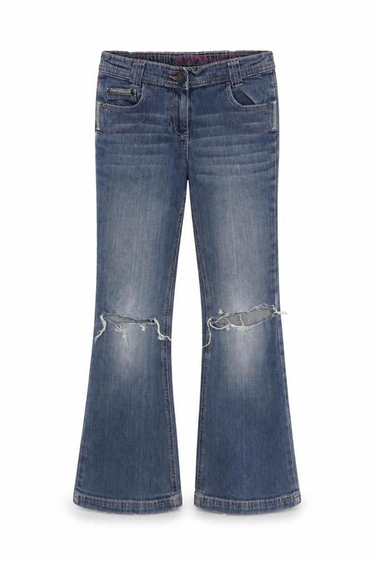 Baxter Girls' Blue Bootcut Jeans, Size 5, Ripped, Casual