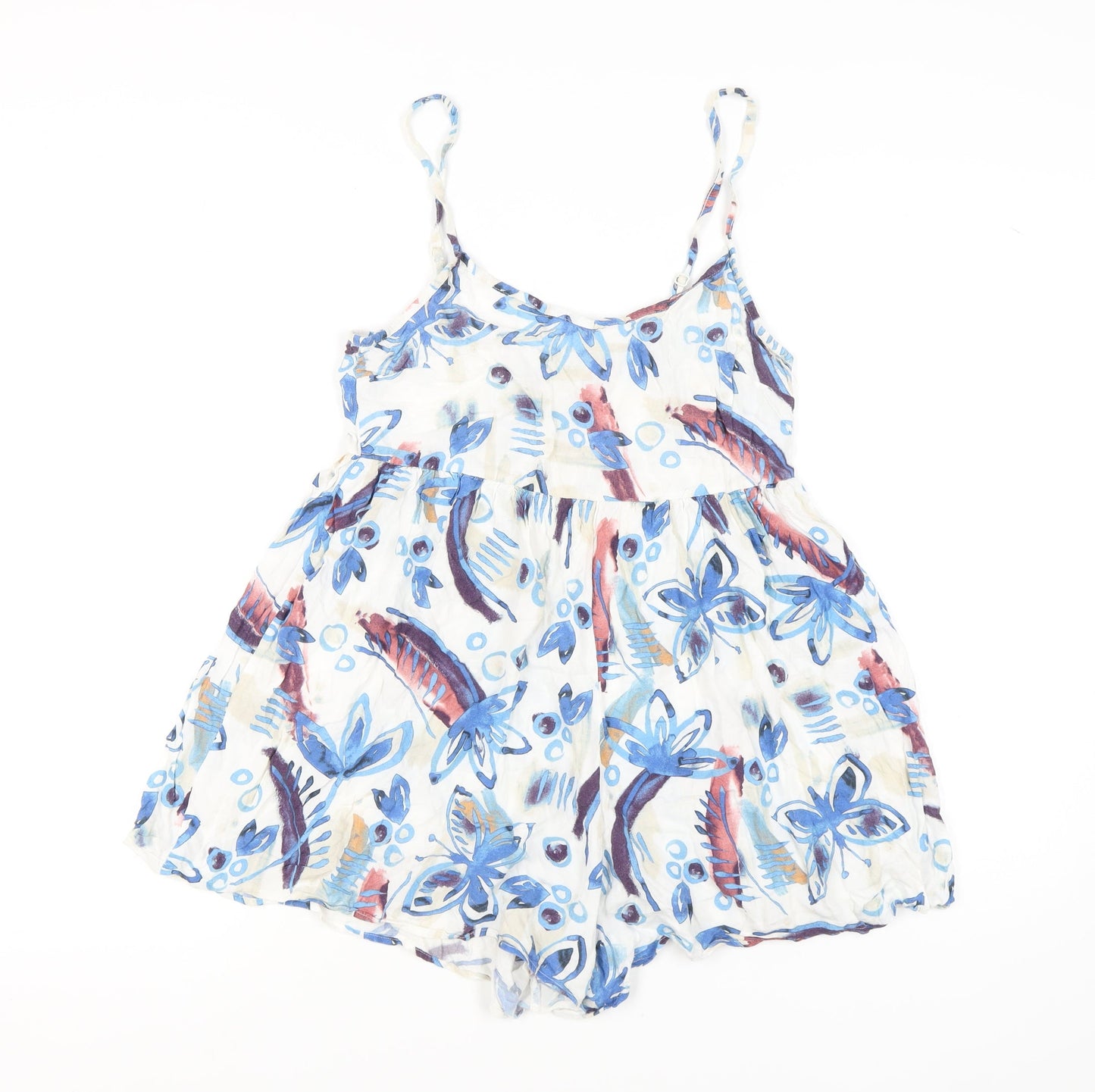 Next Women Light Blue Floral Playsuit UK 10, Viscose, Summer