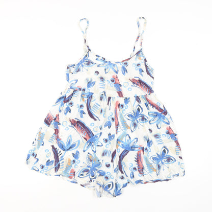 Next Women Light Blue Floral Playsuit UK 10, Viscose, Summer