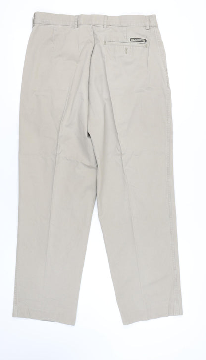 Farah Men's Beige L Pleated Trousers