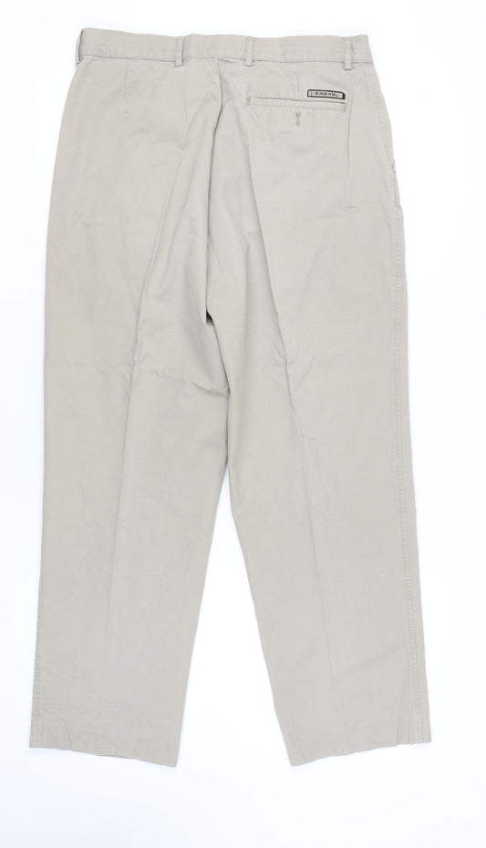 Farah Men's Beige L Pleated Trousers