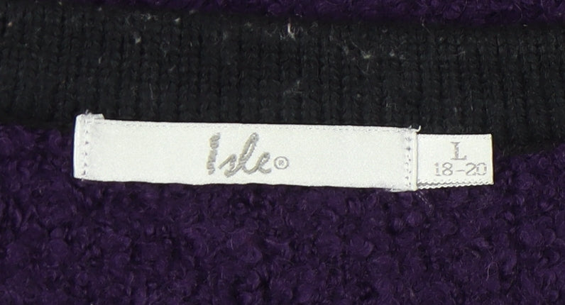 Isle Women’s Purple Cardigan Size L Knit Chunky