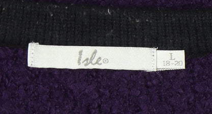 Isle Women’s Purple Cardigan Size L Knit Chunky