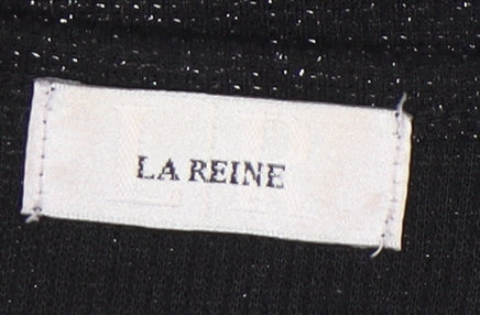La Reine Women's Black Embroidered T-Shirt L/XL