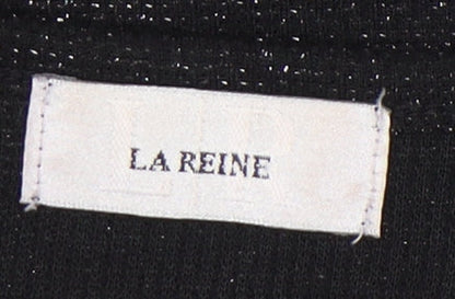 La Reine Women's Black Embroidered T-Shirt L/XL