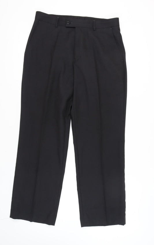Milan Collection Men's Black Dress Trousers, Size 34