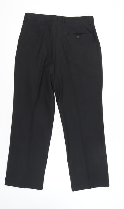 Milan Collection Men's Black Dress Trousers, Size 34