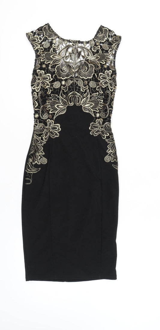Lipsy Women's Black Sheath Dress UK 4 Party Wear