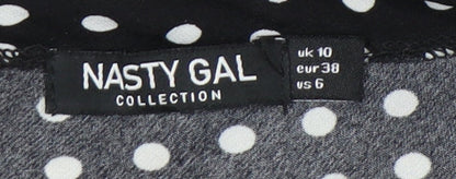 Nasty Gal Women's Black Polka Dot Wrap Dress Size 10