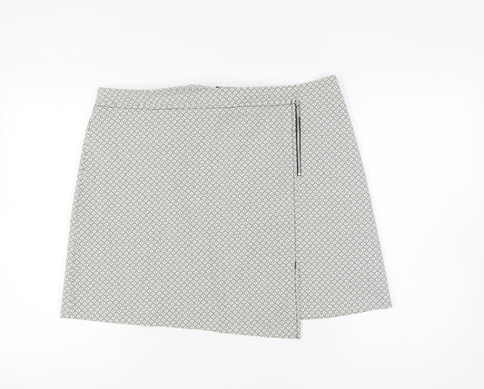 New Look Women's Black White Geometric Knee Skirt Size 18