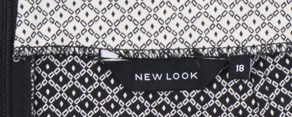 New Look Women's Black White Geometric Knee Skirt Size 18
