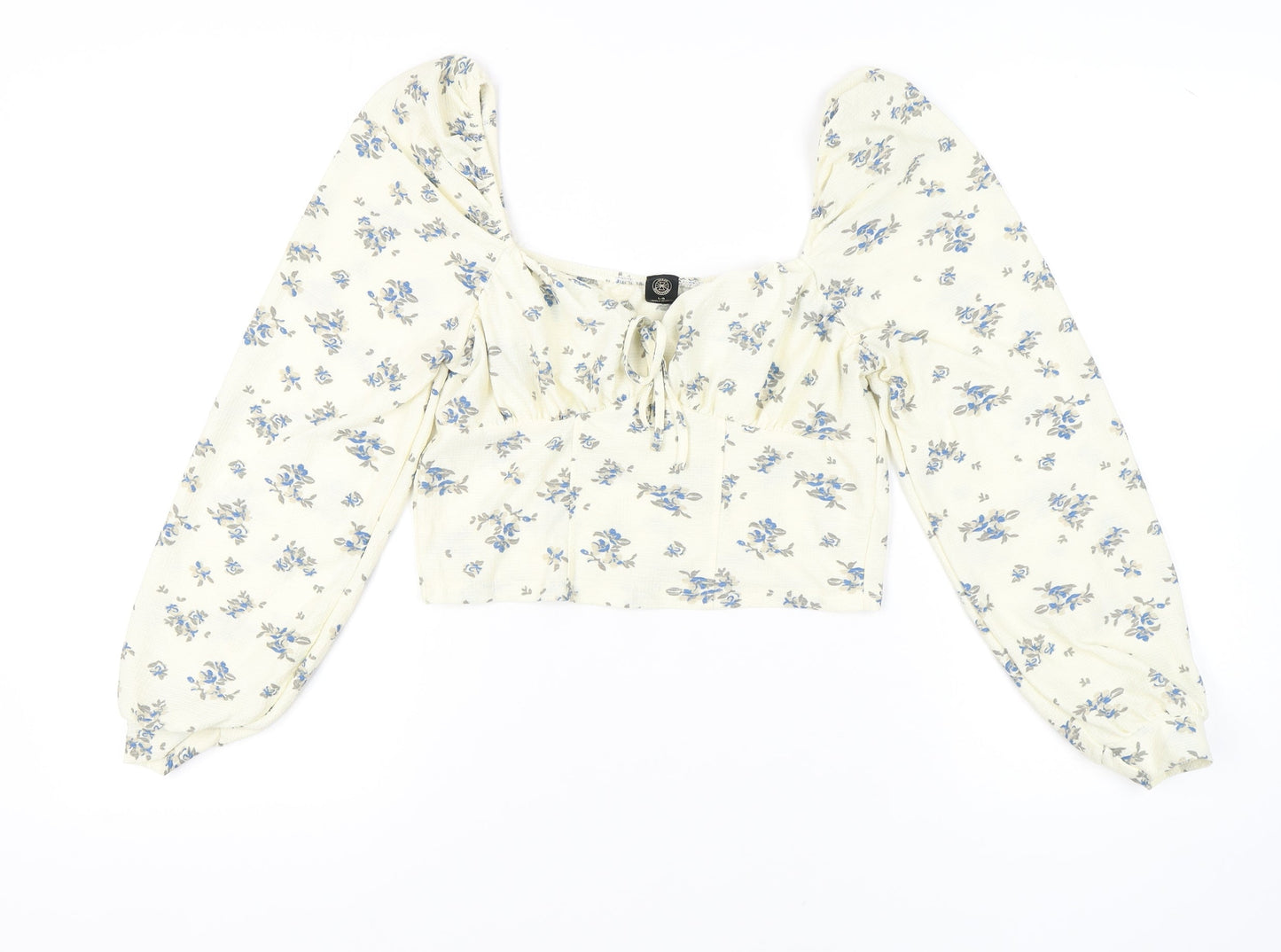 Womens UK Size L Urban Outfitters Ivory Cropped Blouse