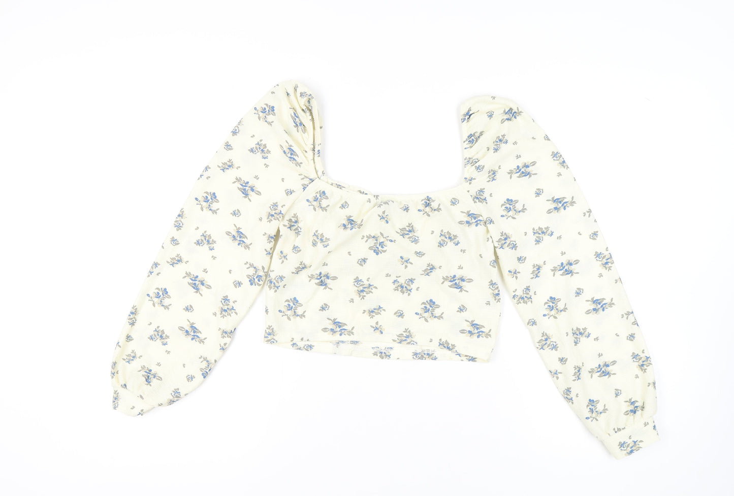 Womens UK Size L Urban Outfitters Ivory Cropped Blouse