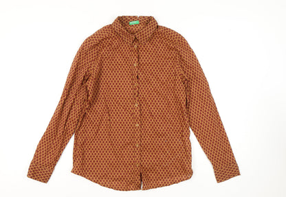 Womens UK Size 12 United Colors of Benetton Brown  Button-Up