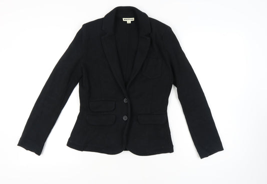 Whistles Women's Black Blazer, Size 4, Cotton, Classic Fit