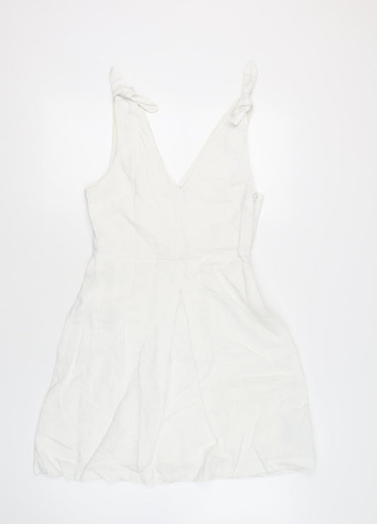 GAP Women's White Linen A-Line Dress, Size 10, V-Neck