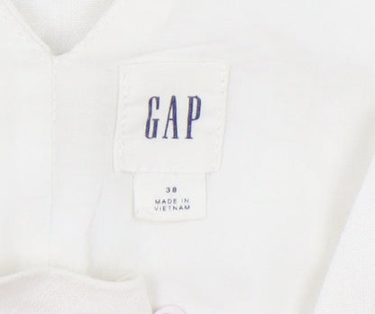 GAP Women's White Linen A-Line Dress, Size 10, V-Neck