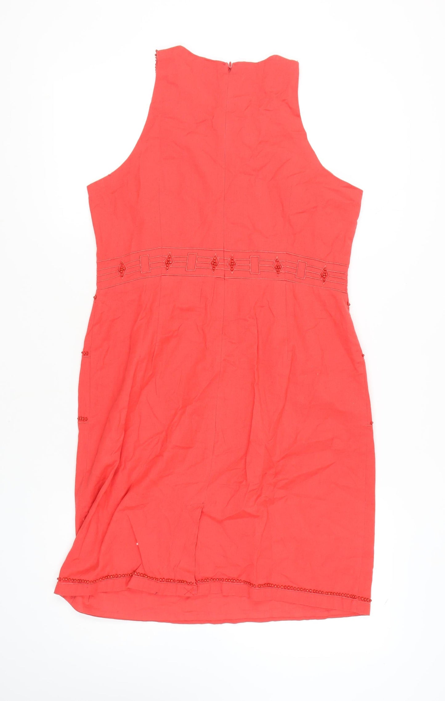 Monsoon Women's Red Beaded Sheath Dress, Size 14