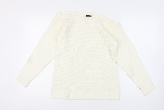boohoo Women's White Knit Jumper Size S